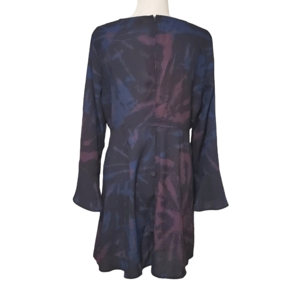 Modcloth Long Bell Sleeve Dress Womens Size Large Watercolor Print Boho Dress - Picture 10 of 11